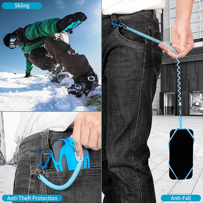 HOTEMIA Silicone Phone Lanyard Holder with Carabiner, Universal Phone Strap,Anti-Theft Phone Case with retractable tether