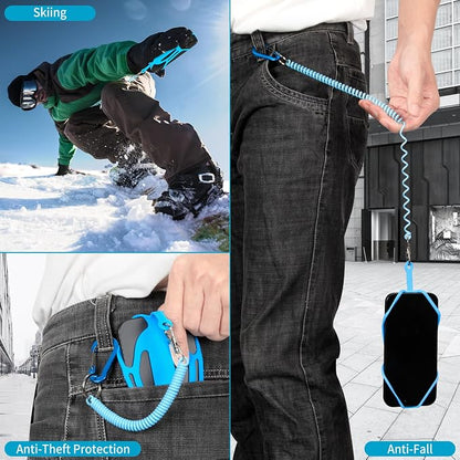 HOTEMIA Silicone Phone Lanyard Holder with Carabiner, Universal Phone Strap,Anti-Theft Phone Case with retractable tether