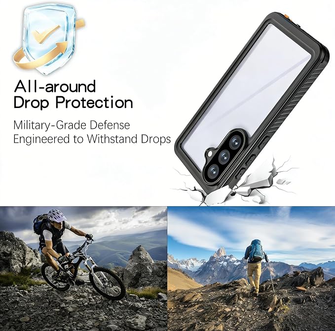 for Samsung Galaxy S26 Waterproof Case, Military-Grade Full Body Defense: IP68 Underwater Protection, Built-in Screen Protector & Camera Lens Cover, 10FT Waterproof Shockproof Dustproof. Black