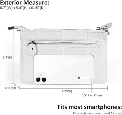 befen Genuine Leather Wristlet Clutch Wallet Purses Small Crossbody Bags for Women with RFID Blocking Card Slots