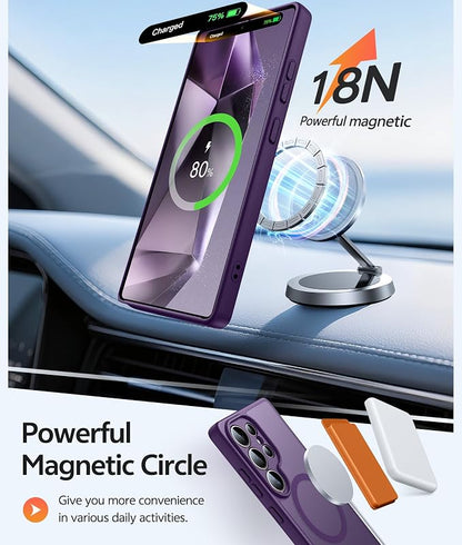FNTCASE for Samsung Galaxy S24 Ultra Case, Compatible with Magsafe Purple | Screen Protector, Full Camera Protection, Translucent Matte, 14FT Military Grade Drop Proof, Protective Phone Cover