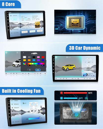 SIXWIN 8 Core Qualcomm Android Car Stereo for Honda Civic 2016-2020 9 Inch Touch Screen with CarPlay Android Auto 3G+32G Bluetooth Cooling Fan Weather Forecast UI Design Intelligent Voice