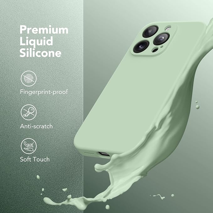Magnetic for iPhone 13 Pro Max Case, Compatible with MagSafe, [Full Camera Protection][Screen Protector] Silicone Shockproof Protective Phone Case for iPhone 13 Pro Max 6.7", Light Cyan