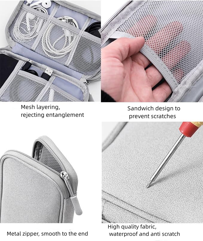 Electronic Organizer Travel Cable Accessories BagPouch Portable Waterproof Storage Bag Electronic Organizer Case for Cable, Mouse,USB Cable,Power Bank,Cord, Charger, Phone, Earphone