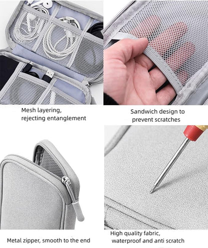 Electronic Organizer Travel Cable Accessories BagPouch Portable Waterproof Storage Bag Electronic Organizer Case for Cable, Mouse,USB Cable,Power Bank,Cord, Charger, Phone, Earphone