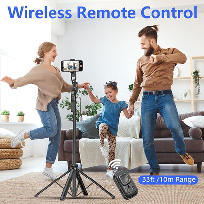 Auto Face Tracking Selfie Stick Tripod for iPhone with Light 360 Rotation 63" Phone Camera Tripod Stand Follows Your Movement with Remote for Content Creator Vlog Live Stream Video Recording