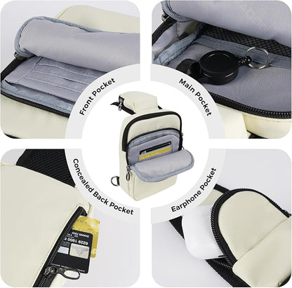 VADOO Sling Bag, Crossbody Bag with Zipper Lock, RFID Blocking & Water Resistant for Men and Women