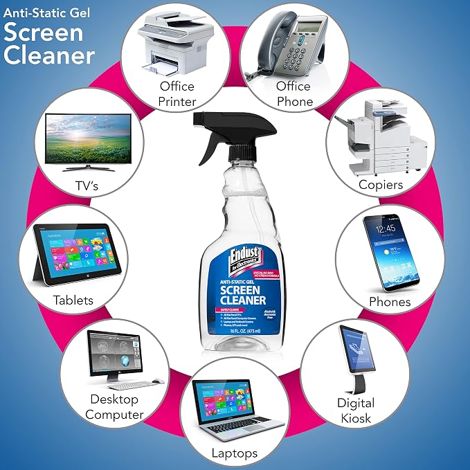 Endust for Electronics; Screen Cleaning Gel Spray and Xtra Large Microfiber Towel Value Pack; 16 oz. Pump Spray & 16" x 16" Towel (15023)