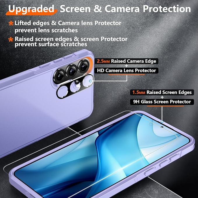 Red2Fire for Samsung Galaxy S25 Case, [Military Grade Drop Protection] Heavy Duty Full Body Shockproof Protection Non-Slip Phone Case for S25 Case 6.2 inch,Light Purple