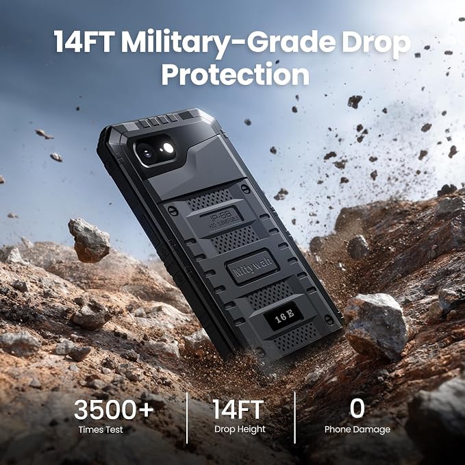Mitywah Waterproof Case for iPhone 16e and for iPhone 17e, Shockproof Heavy Duty Case with Built-in Screen Protector, Underwater Full Body Protective Metal Case 6.1 inch, Black