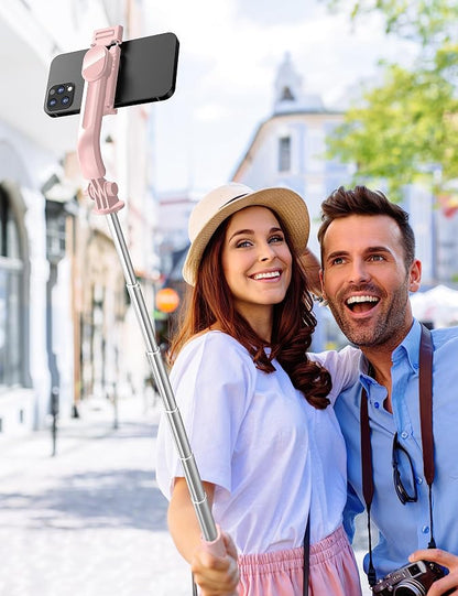41'' Tripod for Phone, Extendable Selfie Stick with Wireless Remote, Aluminum Cell Phone Tripod Stand 360°Rotate Lightweight & Portable Compatible with iPhone/Android (Pink)