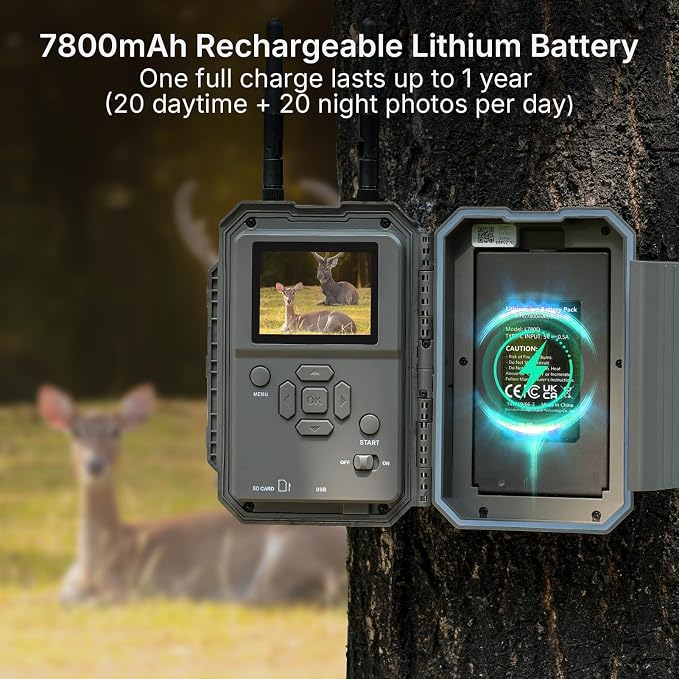 GardePro E6 2.0 Pro WiFi Trail Camera (Non-Cellular), 64MP Photos, 4K Video, Dual Antennas 165ft Range, 7800mAh Battery, Live View, 110° Wide-Angle, No-Glow Night Vision, Motion Activated
