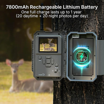 GardePro E6 2.0 Pro WiFi Trail Camera (Non-Cellular), 64MP Photos, 4K Video, Dual Antennas 165ft Range, 7800mAh Battery, Live View, 110° Wide-Angle, No-Glow Night Vision, Motion Activated