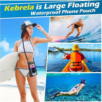 Large Waterproof Phone Pouch Floating, Universal Waterproof Phone Case for iPhone 15 Pro Max 14 Plus 13 12 11 Samsung up to 7.2'', IPX8 Water Proof Cellphone Dry Bag for Beach Pool Swimming Black