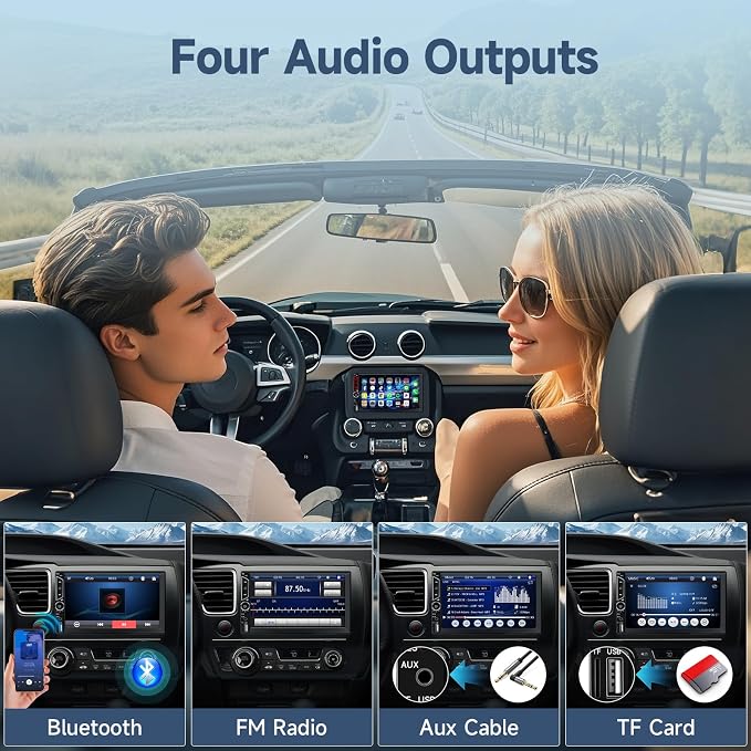 Leadfan 7inch Car Stereo Double Din Radio Touchscreen with Backup Camera Multimedia Car Audio Support Mirror Link, Bluetooth Caller ID, FM/MP3/MP4/USB/Subwoofer,Aux Input Car Audio Receivers