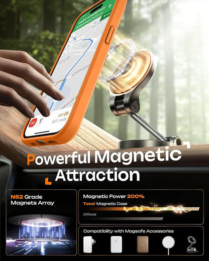TOCOL for iPhone 13 Pro Max Case, Compatible with Magsafe Charger, Full Camera Protection, Translucent Matte for iPhone 13 Pro Max iPhone Case 6.7 inch (Orange)