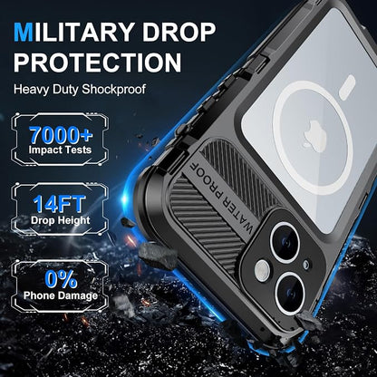 WIFORT for iPhone 15 Plus Waterproof Case - Built-in [Screen Protector][IP68 Water Proof][14FT Military Grade Shockproof], Rugged Metal Full Body Aluminum Protective Drop Protection Cover, 6.7" Black