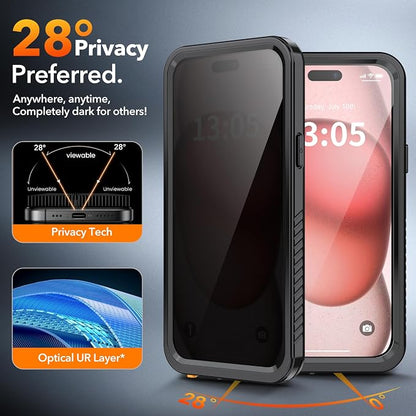 ANTSHARE for iPhone 15 Plus Case, with [Built-in Privacy Screen Protector] [IP 68 Waterproof], Anti-Peeping Adsorption Full Body Double Protective Case for iPhone 15 Plus, Black