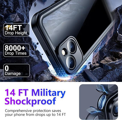 Temdan Compatible with iPhone 14 Case Waterproof, Built-in Screen & Camera Protector IP68 Underwater Full Body 14FT Military Dropproof Shockproof Phone Case 6.1"-Purple/Clear