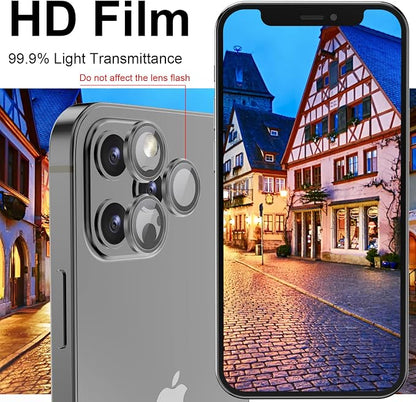 YWXTW [1 SET Camera Lens Protector Compatible with iPhone 12 Pro Max 6.7 inch, [Installation Tray] Aluminum Alloy Tempered Glass Camera Circle Cover