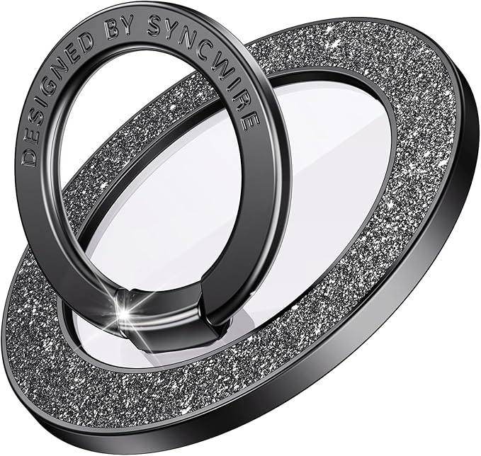 Syncwire Magnetic Phone Grip for MagSafe, Sparkle Ring Holder, Rotatable Kickstand Bling Ring Stand Removable MagSafe Accessories for iPhone 17 Pro Max 16 15 14 13, Android, Samsung etc.