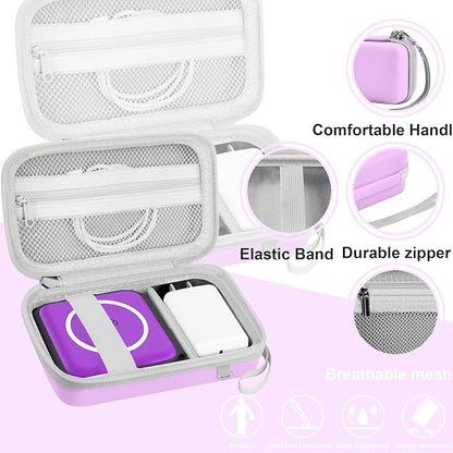 Leayjeen Travel Case Compatible with Hicober 3 in 1 Charging Station/UCOMX Nano Magnetic 2 in 1 Wireless Charger,Foldable Magnetic Charging Station Storage Holder Bag-Purple(Case Only)