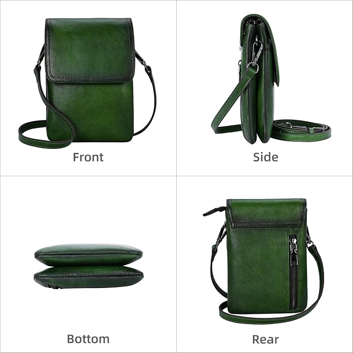 Iswee Leather Crossbody Bags for Women RFID Blocking Cell Phone Purse Small Anti-Theft Zippered with Card slots