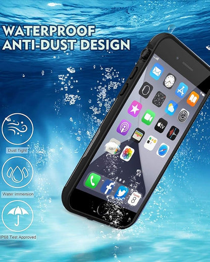 for iPhone 8/7/SE 2020 Waterproof Case with Screen Protector, Life Shockproof Snowproof Phone Case for iPhone 8/7/SE 2020 4.7" (Black)