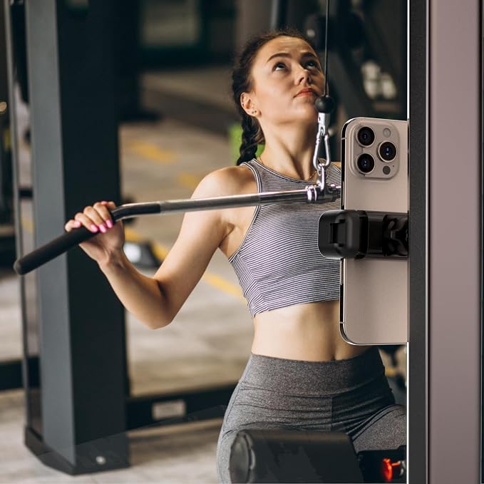Magnetic Phone Holder for Gym Golf Cart Powerful Magnetic Base Works on Any Metal Surface Ideal for Workout Recording 360° Rotatable Gym Magnet Phone Mount Cradles Compatible with 4-7" Phones