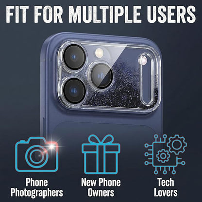 HANKN Quicksand Lens for iPhone 17 Pro Camera Lens Tempered Glass Protector, Ultra HD Clear 9H Hardness Anti-Scrach Dynamic Liquid Glitter Sand Cute Cover Strong Adsorption Case Friendly (Dark Purple, iPhone 17 Pro)