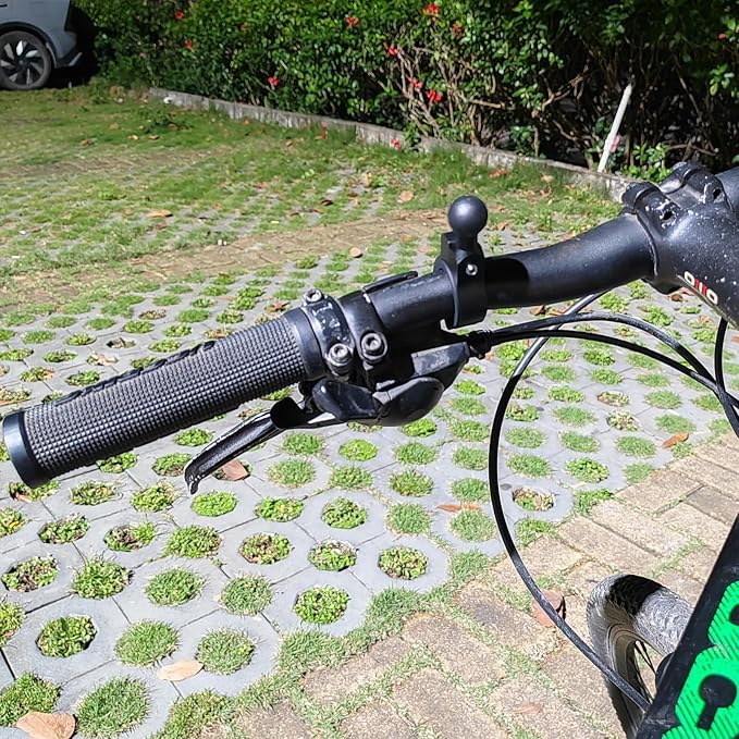 Bike Handlebar Mount, Aluminum Alloy Clamp Mounts Base Ball Adapter with 0.67"(17mm) TPU Ball for Round Rails, Compatible with RAM Mounts Ball Socket Arm