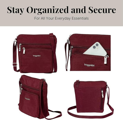 Baggallini Pocket Crossbody Bags for Women 8x8 Small Lightweight Durable Water-resistant Travel Purse W/Rfid