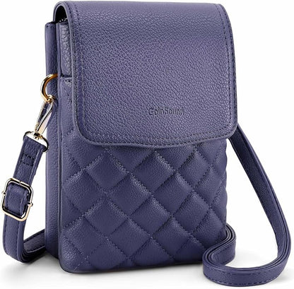 RFID Small Crossbody Purses for Women Quilted Cell Phone Purse with RFID Blocking Credit Card Slots