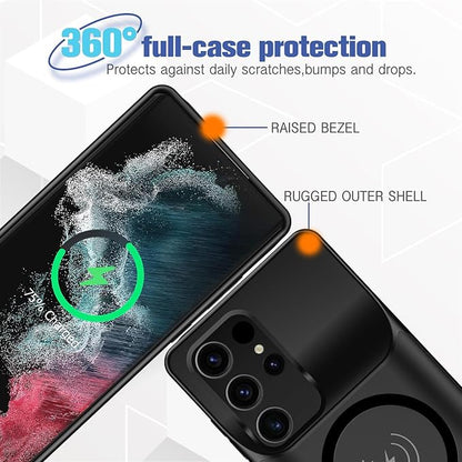 Battery Case for Galaxy S22 Ultra/S23 Ultra, [12000mAh] Slim Portable Protective Fast Charging Case Backup Power Bank Battery Case Compatible with Galaxy S22 Ultra/S23 Ultra-6.8 inch-Black