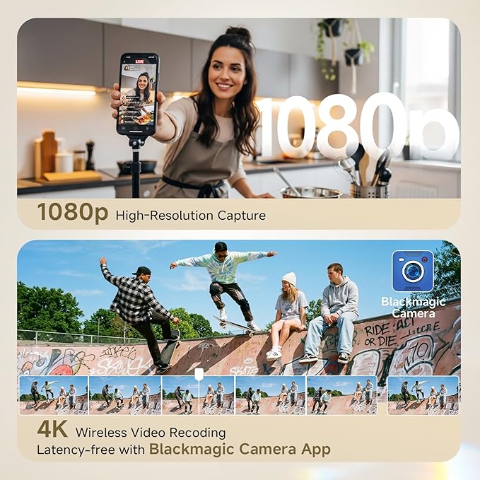 Rollei M4 Selfie Monitor Screen for iPhone 17 Series & Android, 4K Magnetic Back Camera Monitor 164FT Wireless Control, Vlog Screen for Live Streaming & Video Recording