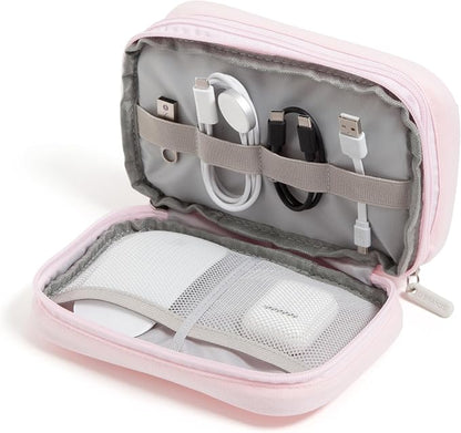 U Brands Canvas Tech Organizer Pouch 9 Compartments, 7.8 x 5 Inch Cable Organizer Bag for Travel, Cord Organizer for Cables, Earbuds, Flash Drives and Accessories – Petal