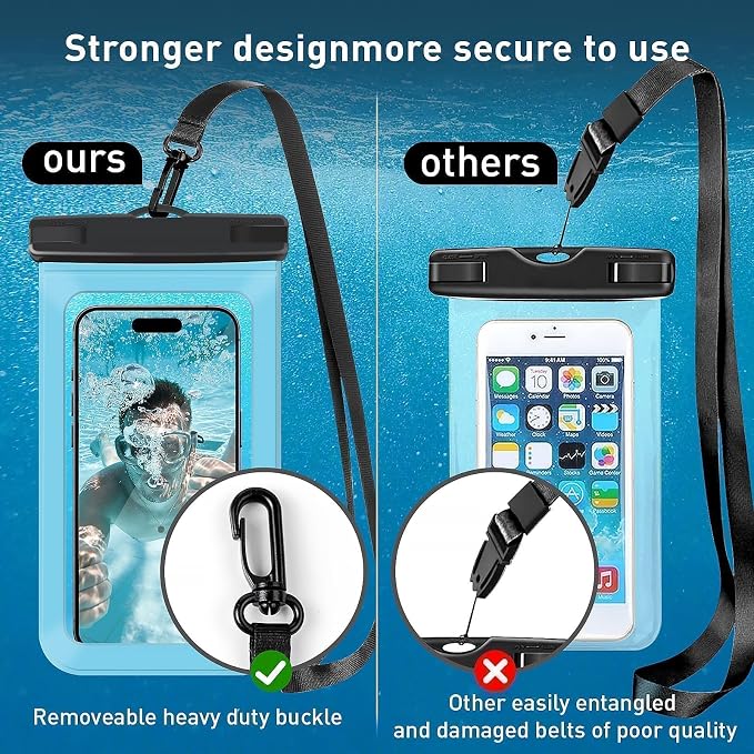 1 Pack Waterproof Phone Pouch,Waterproof Phone Case Dry Bag for iPhone 17 16 15 14 13 Pro Max up to 7", Cruise Essentials Travel EssentiBeach Accessories for Vacation Must Haves, Blue