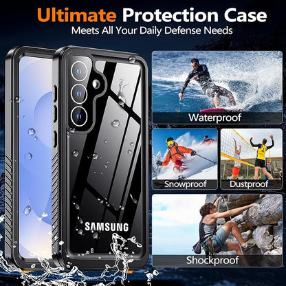 MOZOTER for Samsung Galaxy S25 Plus Case Waterproof,[IPX8 Underwater Case][Full Body Shockproof & Military Dropproof] Built-in Screen Protector Clear Sound Quality for Samsung S25 Plus 6.6 inch-Black