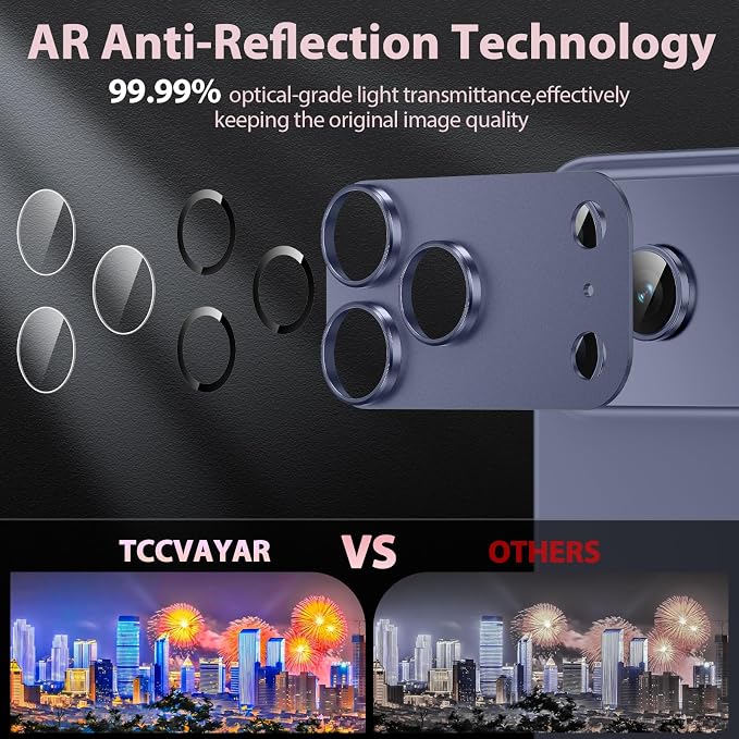 for iPhone 17 Pro Max Camera Lens Protector [Anti-Scratch] [Ultra HD Clear] [Strong Adhesion] Metal Aluminum Alloy Tempered Glass Camera Screen Cover(Deep Blue)