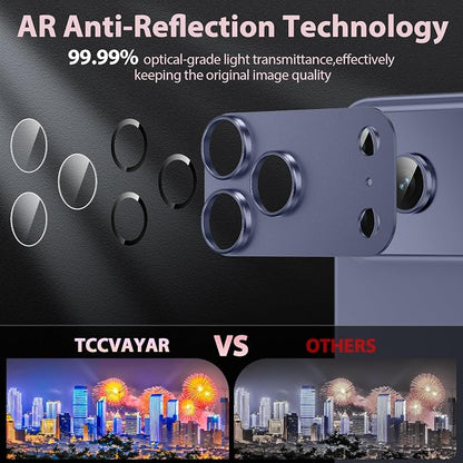 for iPhone 17 Pro Max Camera Lens Protector [Anti-Scratch] [Ultra HD Clear] [Strong Adhesion] Metal Aluminum Alloy Tempered Glass Camera Screen Cover(Deep Blue)