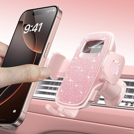 MRGLAS 2025 Upgraded Phone Holders for Your Car with New Metal Hook Clip, Handy Air Vent Cell Phone Car Mount [One Hand Operation], Universal Automobile Accessories for iPhone Android, Gifts for Women