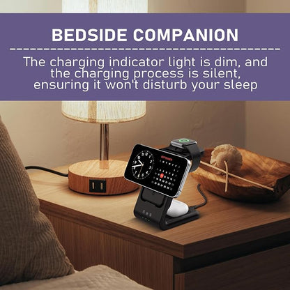 3 in 1 Wireless Charging Station: 5000mAh Removable Power Bank Charger Stand for Phone/Watch/Air Pods - Portable Magnetic Battery Pack for Air 17 16 15 14 13 12 Series