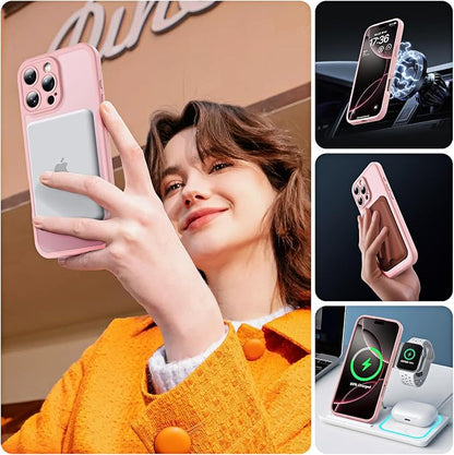 TOCOL for Phone 16 Pro Case, Compatible with Magsafe Charger, Full Camera Protection, Drop Protection, Translucent Matte Phone Case for iPhone 16 Pro 6.3 inch (Light Pink)