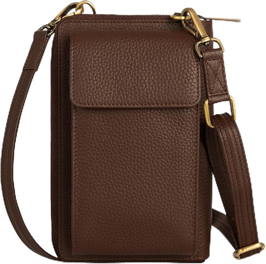 BULL GUARD Crossbody Leather Wallet Phone Purse, Anti Theft and RFID Blocking, Elegant Design for Travel