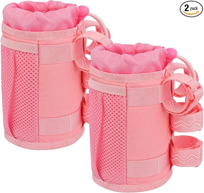 Bike Cup Holder, Water Bottle Holder Handlebar for Bike with Mesh Pockets, Universal Fabric Bicycle Water Bottle Drink Cup Cage for Cruiser Bikes, Scooter, Mountain MTB, Stroller, Wheelchair, Boat