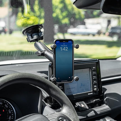 RAM MOUNTS X-Grip Large Windshield Phone Mount – Twist-Lock Suction Cup with Long Arm (RAM-B-166-C-UN10U)