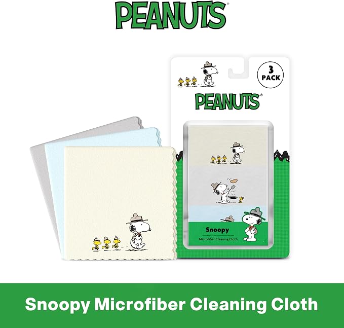 Microfiber Cloth & Glasses Wipes (3 Pack) Lens & Glasses Cleaning Cloth - Eye Glass Clean Cloths - Eyeglass Cleaning Cloths - Camera Lenses & Gadget Delicate Screens - Snoopy