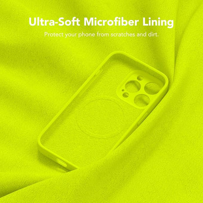Magnetic for iPhone 14 Pro Max Case, Compatible with MagSafe, [Full Camera Protection][Screen Protector] Silicone Shockproof Protective Phone Case for iPhone 14 Pro Max, Fluorescent Green