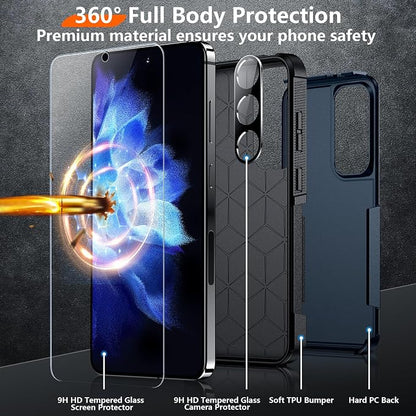 Red2Fire for Samsung Galaxy S24 Case, [Military Grade Drop Protection] Non-Slip Heavy Duty Full Body Shockproof Protection Phone Case for S24 Case 6.2 inch, Seablue