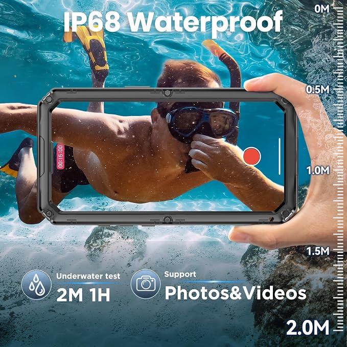 Mitywah for iPhone 17 Pro Max Waterproof Case, Military Metal Case with Built-in Screen Protector, Heavy Duty Full Body Shockproof Rugged Cover 6.9 inch, Black